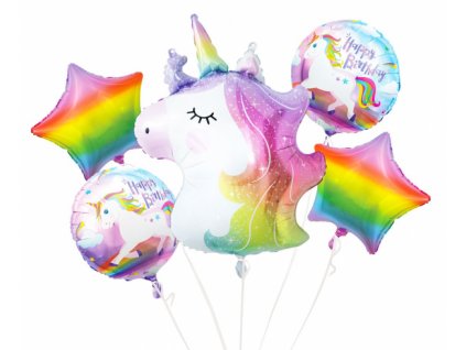 Balónová kytice Unicorn Happy Birthday