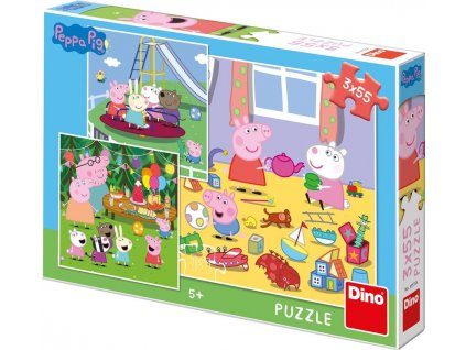 Puzzle "Prasátko Peppa" Na prázdninách 3×55 dílků