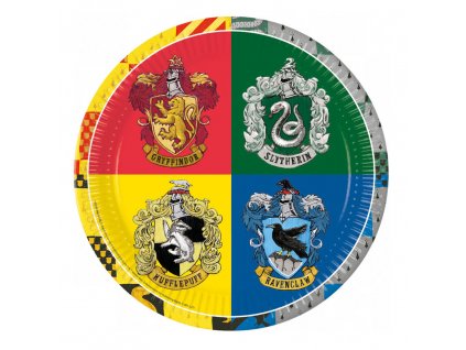 Papírové talíře Hogwarts Houses - 8 ks / 23 cm