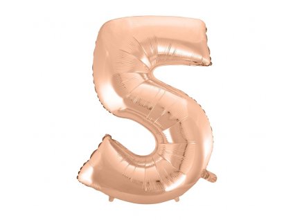 Fóliový balón číslo 5 - růžově zlatá - 92 cm