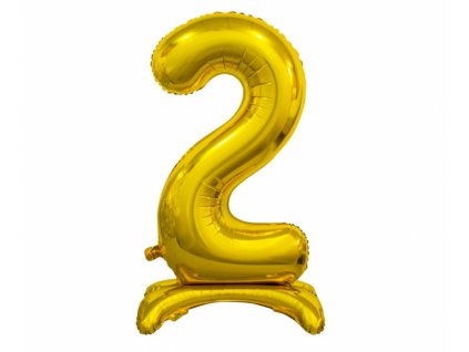 Fóliový balón se stojanem číslo 2 - zlatá - 74 cm