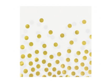 Papírové ubrousky bílé se zlatými kuličkami - 12 ks