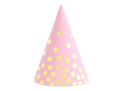 Papírové kloboučky Růžové s kuličkami - 6 ks