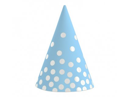Papírové kloboučky Modré s kuličkami - 6 ks