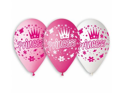 Latexové balónky "Princess"  růžová - na helium - 5ks