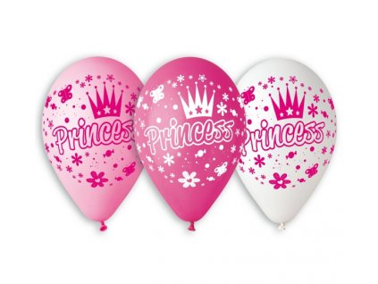 Latexové balónky "Princess"  růžová - na helium - 5ks