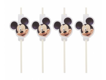 Papírové brčka Winking Mickey Mouse - 4 ks