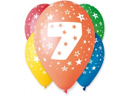 Latexové balóny číslo 7 mix barev - na helium - 5 ks