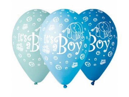 Latexové balónky "It's a Boy" modrá - na helium - 5 ks