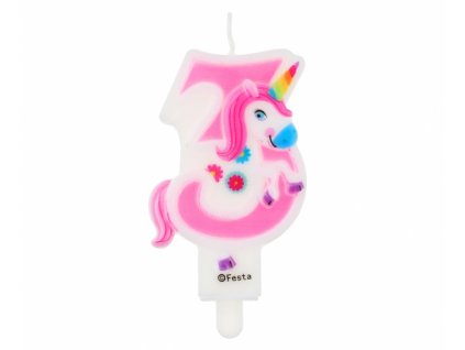 Dortová svíčka číslo 3 - Unicorn