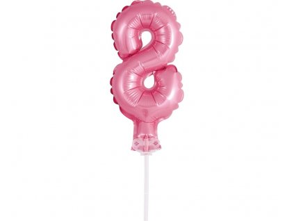Fóliový balón na dort číslo 8 - růžová - 13 cm
