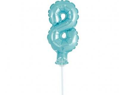 Fóliový balón na dort číslo 8 - modrá - 13 cm
