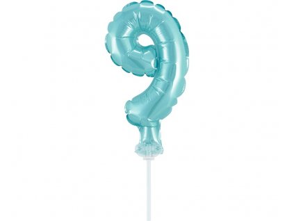 Fóliový balón na dort číslo 9 - modrá - 13 cm