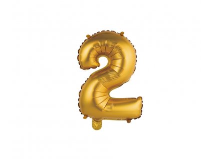 Fóliový balón číslo 2 malý - zlatá matná - 35 cm