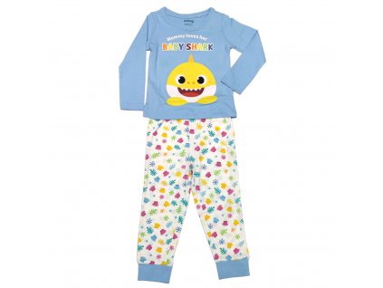 Dívčí bavlněné pyžamo "Baby Shark" - modrá