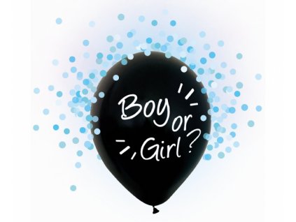 Latexové balóny na helium "Boy or Girl" modré konfety 12" - 4 ks