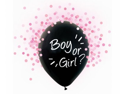 Latexové balóny na helium "Boy or Girl" růžové konfety 12" - 4 ks