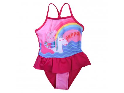 Dívčí jednodílné plavky "Prasátko Peppa" - tmavě růžová