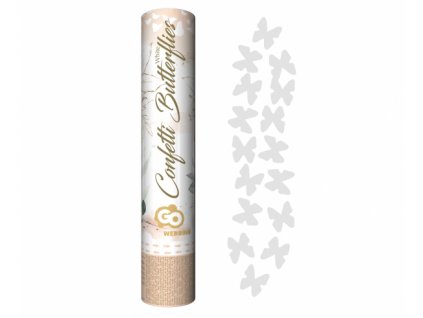 Vystřelovací konfety - Beauty & Charm - bílé motýly - 30 cm