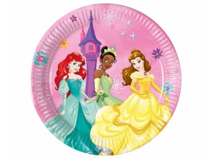 Papírové talíře Ariel, Tiana a Bella Disney Princess - 8 ks / 19,5 cm