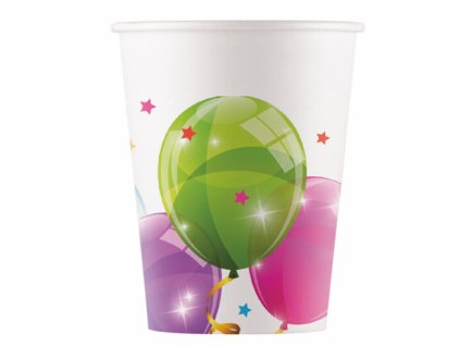 Papírové kelímky Sparkling Balloons 8 ks / 200 ml