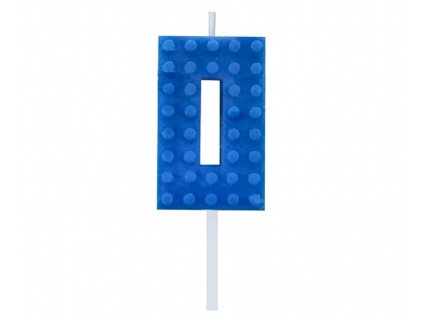 Dortová svíčka LEGO číslo 0 - modrá