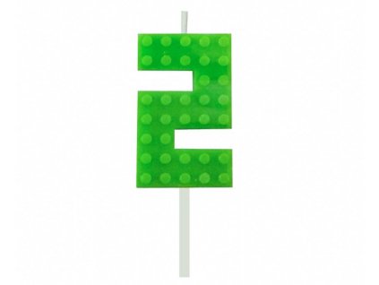Dortová svíčka LEGO číslo 2 - zelená