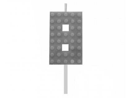 Dortová svíčka LEGO číslo 8 - šedá