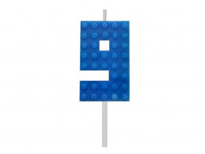 Dortová svíčka LEGO číslo 9 - modrá
