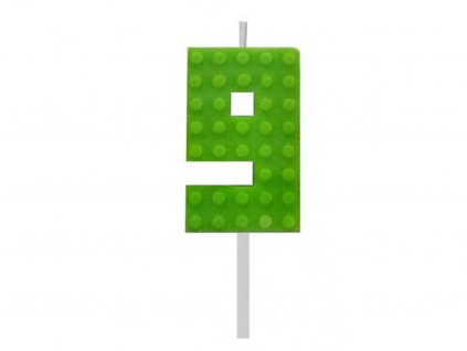 Dortová svíčka LEGO číslo 9 - zelená