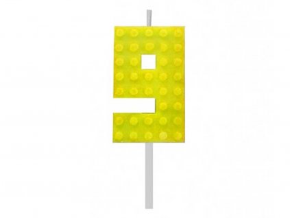 Dortová svíčka LEGO číslo 9 - žlutá