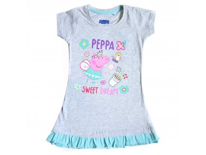 Dívčí bavlněná noční košile "Prasátko Peppa" - šedá
