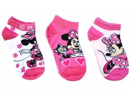 Dívčí kotníkové ponožky Figaro a Minnie Mouse - 3 ks