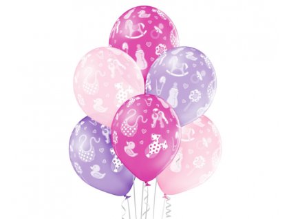Latexové balóny na helium Baby Girl 12" - 6 ks