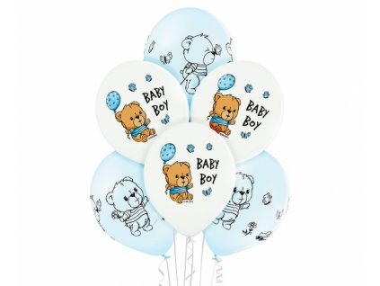 Latexové balóny Teddy Baby Boy 12" - 6 ks