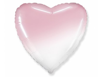 Fóliový balón 32" - Srdce bílo-růžové