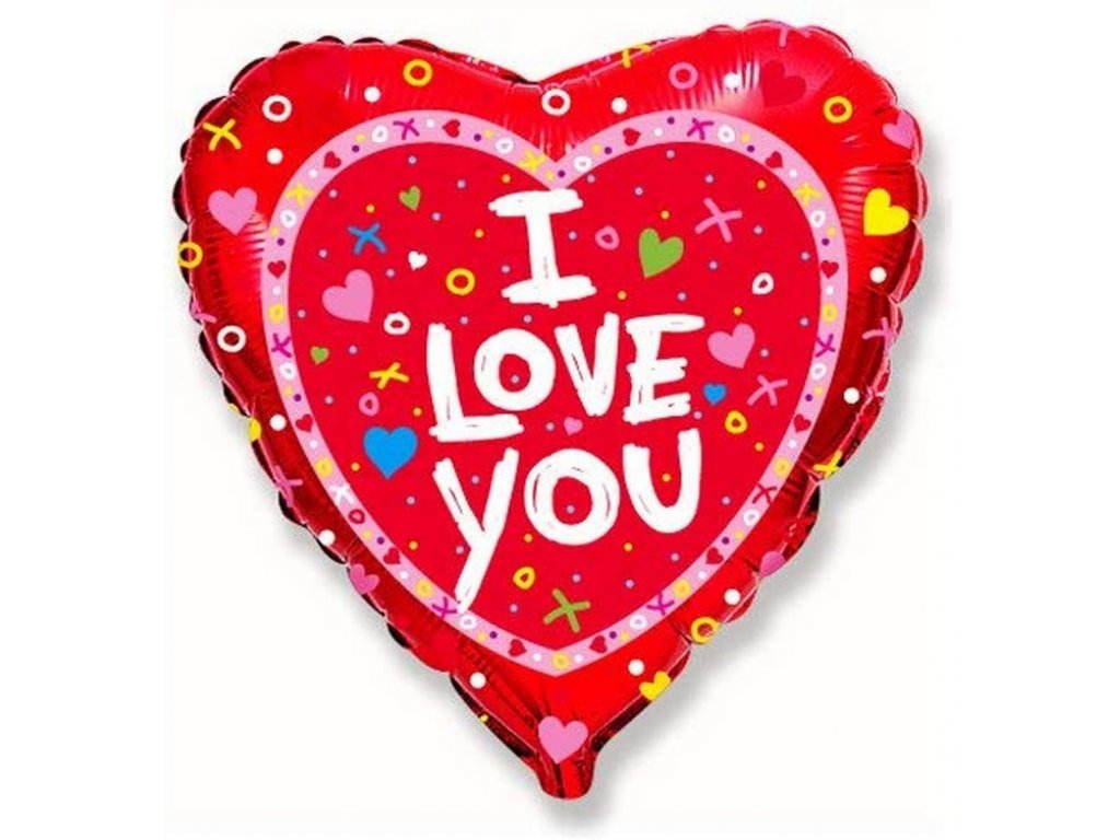 Fóliový balón červené srdce 18" - I Love you