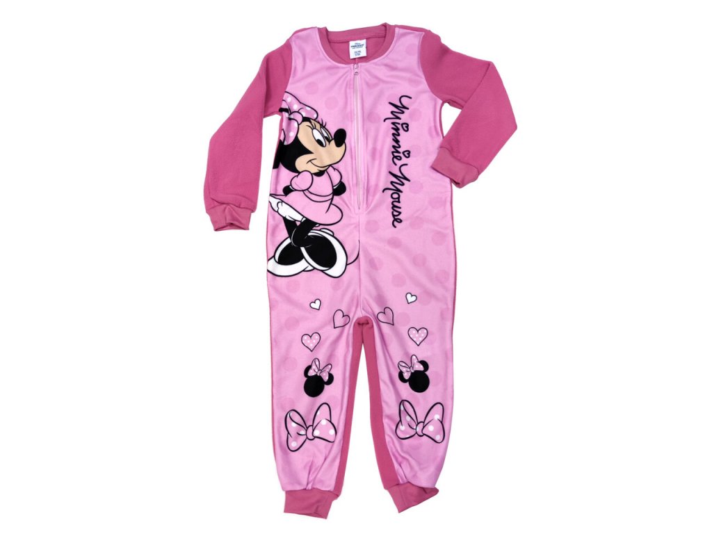Dievčenské zateplené pyžamo overal Minnie Mouse