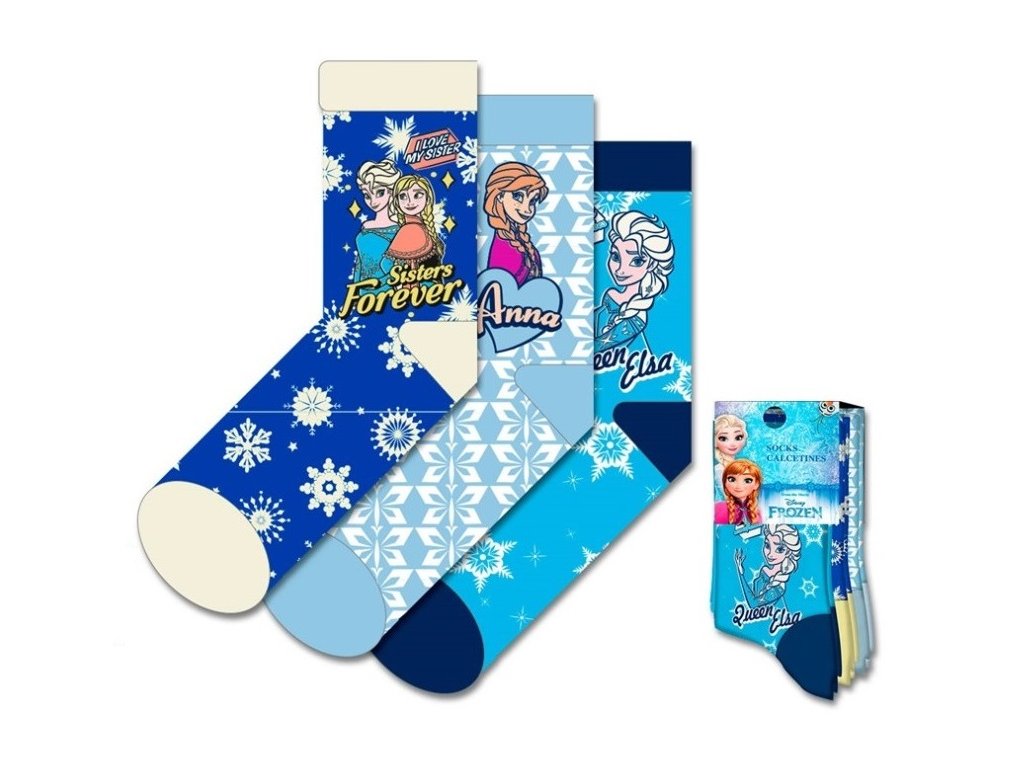 Dievčenské vysoké ponožky Sisters Frozen - 3ks v balení tyrkysová
