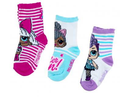 Dievčenské vysoké ponožky Glitter on LOL - 3 ks