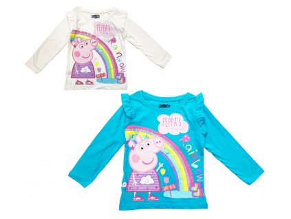 Dievčenské tričko s dlhým rukávom Rainbow Peppa Pig