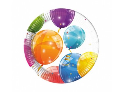 Papierové taniere Sparkling Balloons - 8 ks / 19,5 cm