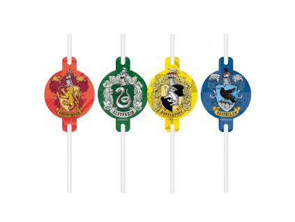 Papierové slamky Harry Potter Hogwarts Houses - 4 ks