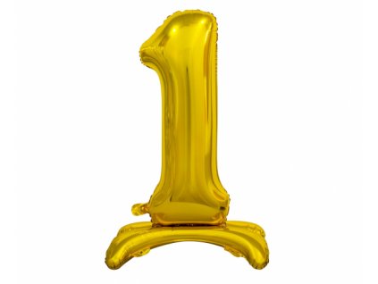 Fóliový balón so stojanom číslo 1 - zlatá - 74 cm