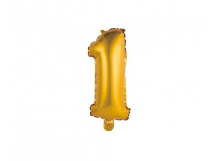 Fóliový balón číslo 1 malý - zlatá matná - 35 cm