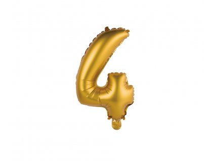 Fóliový balón číslo 4 malý - zlatá matná - 35 cm