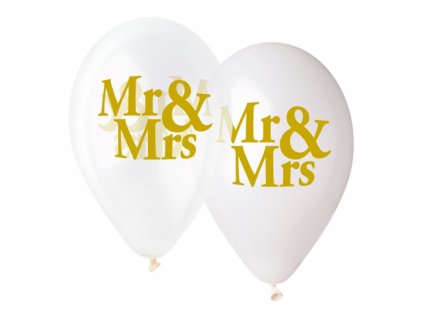 Latexové balóny na hélium Mr & Mrs 13" - 5 ks