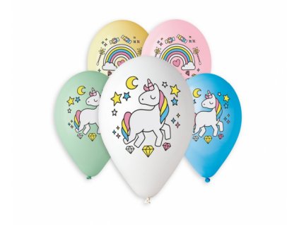 Latexové balóny na hélium Rainbow Unicorn 13" - 5 ks