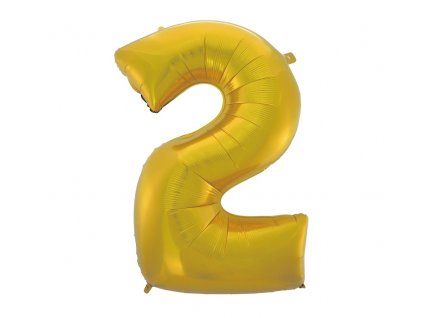 Fóliový balón číslo 2 - zlatá matná - 92 cm