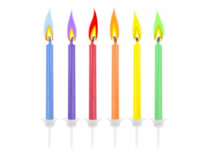 Tortové sviečky Farebné plamene - 6 ks